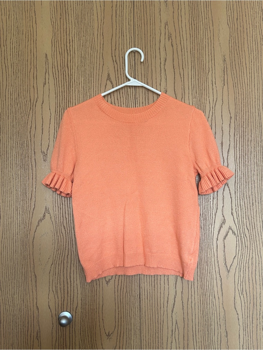 Women’s Coral Short Sleeve Ruffle Knit Top